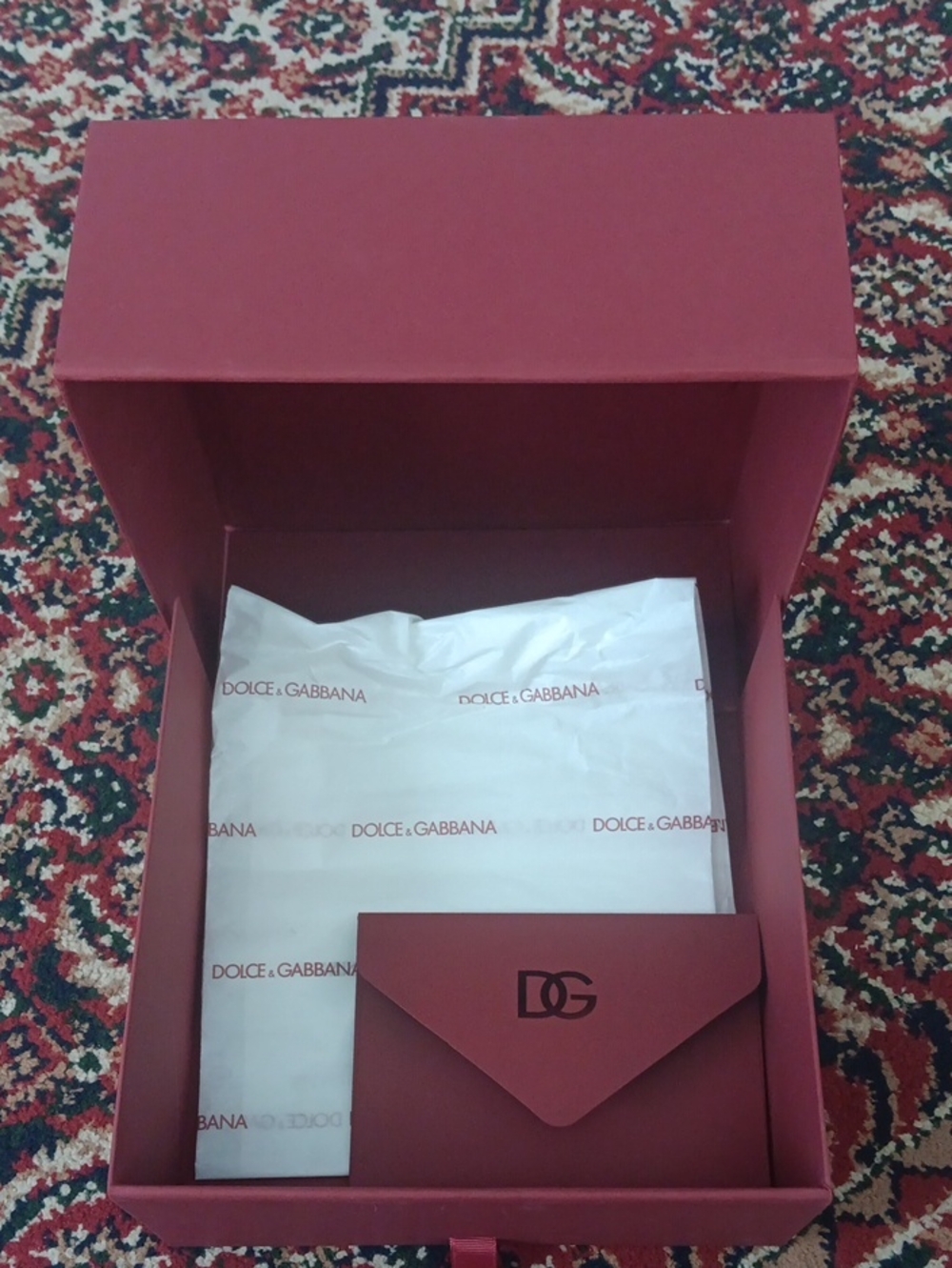 Dolce & Gabbana Burgundy Gift Set with Branded Tissue and Envelope